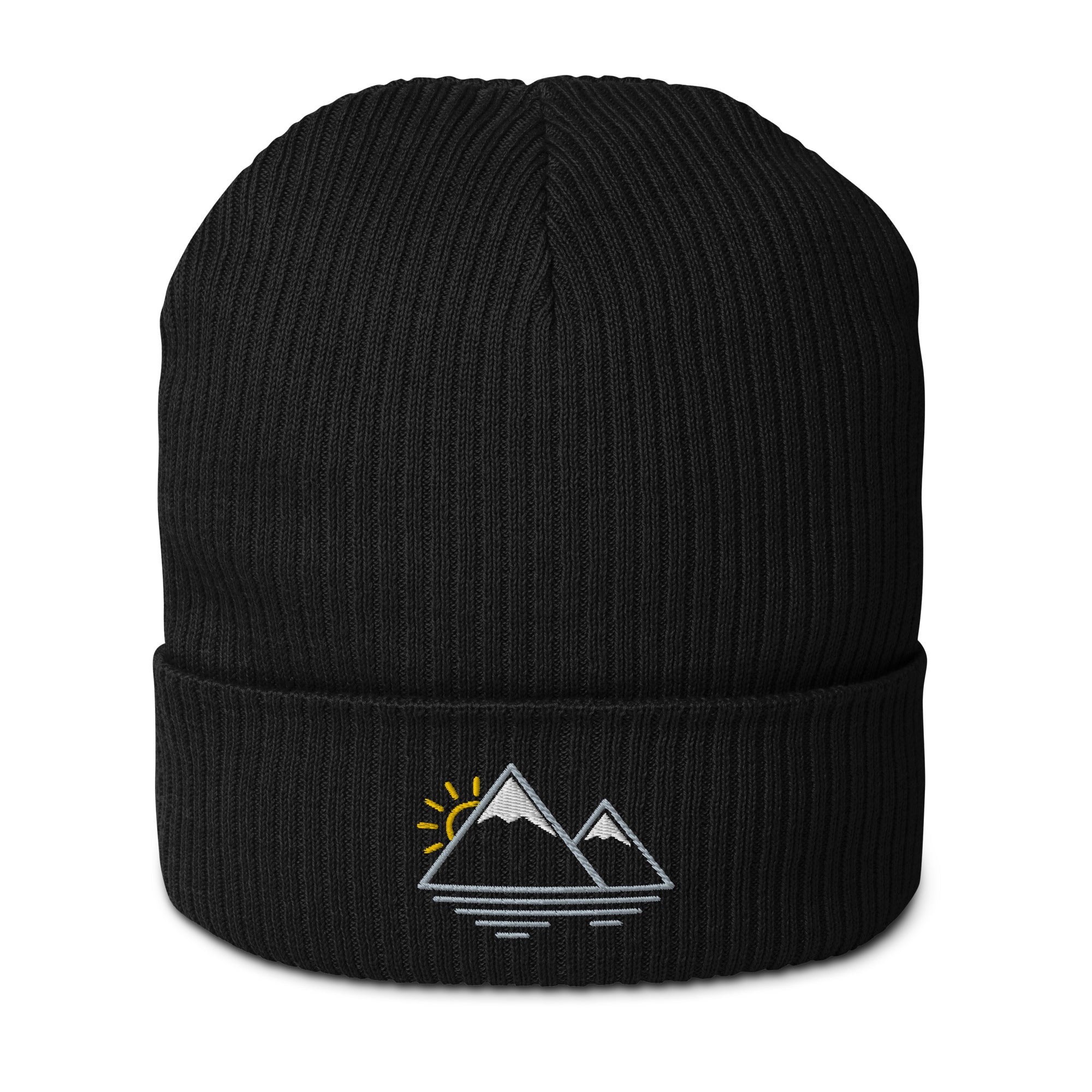 Organic beenie "Rising mountains", ribbed