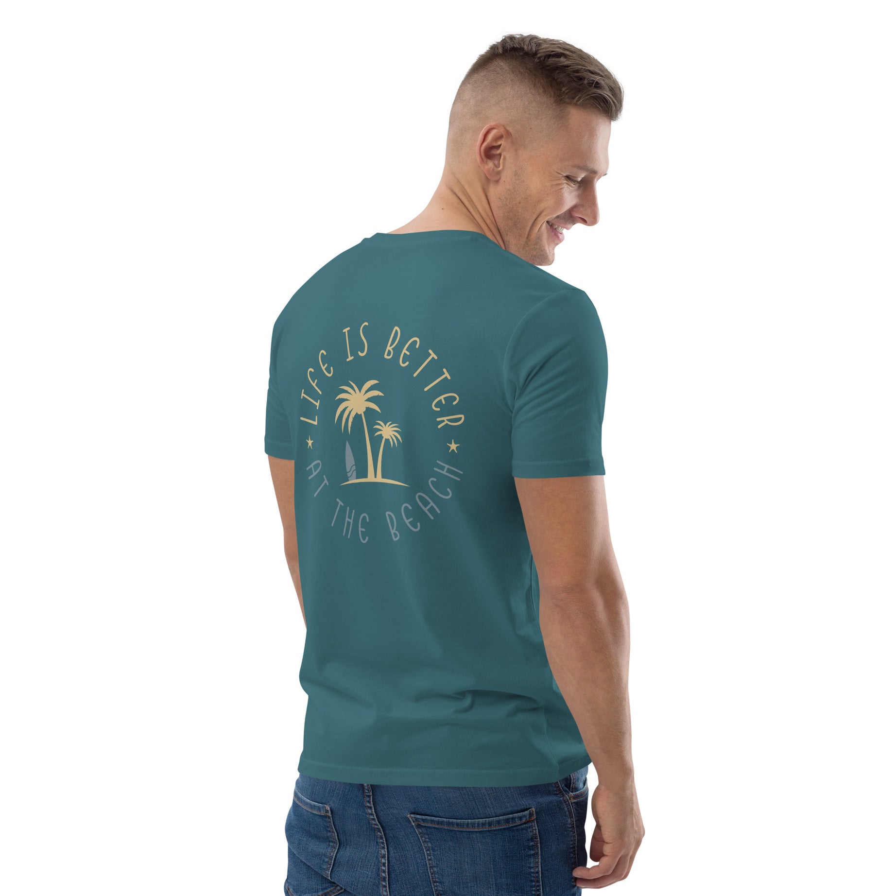 Unisex-Bio-T-Shirt "Life is better at the beach"